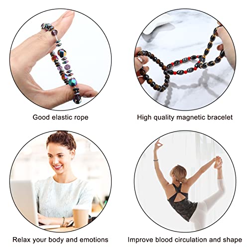 THUNARAZ 12Pcs Hematite Magnetic Bracelet Set for Men Women Tiger Eye Stone Bracelet Stree Relief Gift2