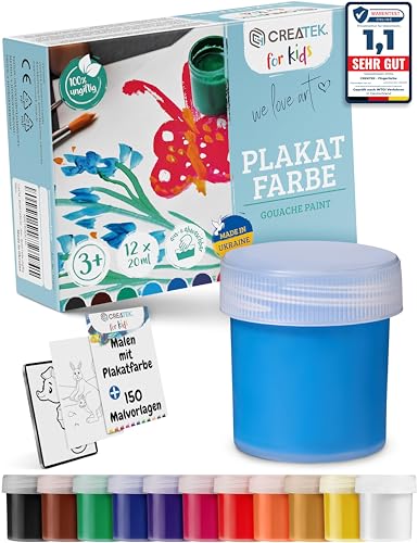CreaTek Bastelfarben für Kinder, 12x20ml