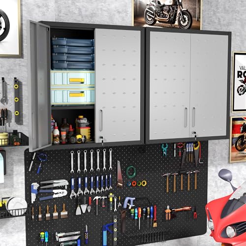 Metal-Storage-Cabinet-for-Garage-Tool-Cabinet-Utility-Cabinet-Wall-Mounted-Hanging-Tool-Cabinet-Lockable-2-Doors-Adjustable-Shelves-Assembly-Required-Black-Grey