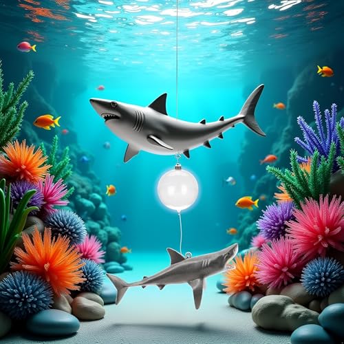 Image of 1 Pc Floating Shark Ornament - Adjustable Aquarium Shark Animal Decor | Aquarium Floating Shark Ornaments Thematic Ornaments Suitable for Aquarium All Kinds of Fish Tank and Home, Shark Pool Decor