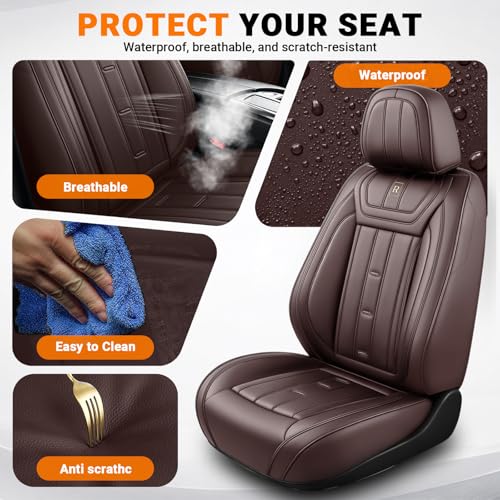 Image of Car Seat Cover for Chevrolet Trax Seat Covers 2015-2025, Nappa Leather Waterproof Seat Covers for Cars, Airbag Compatible, Automotive Car Seat Covers Full Set(5 Seats /Coffee)