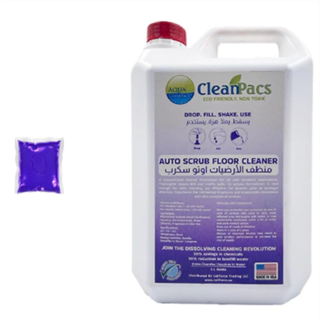 AQUA CHEMPACSAuto Scrub Machine Floor Cleaner, Made in USA - One Pac + 5 Liter Can
