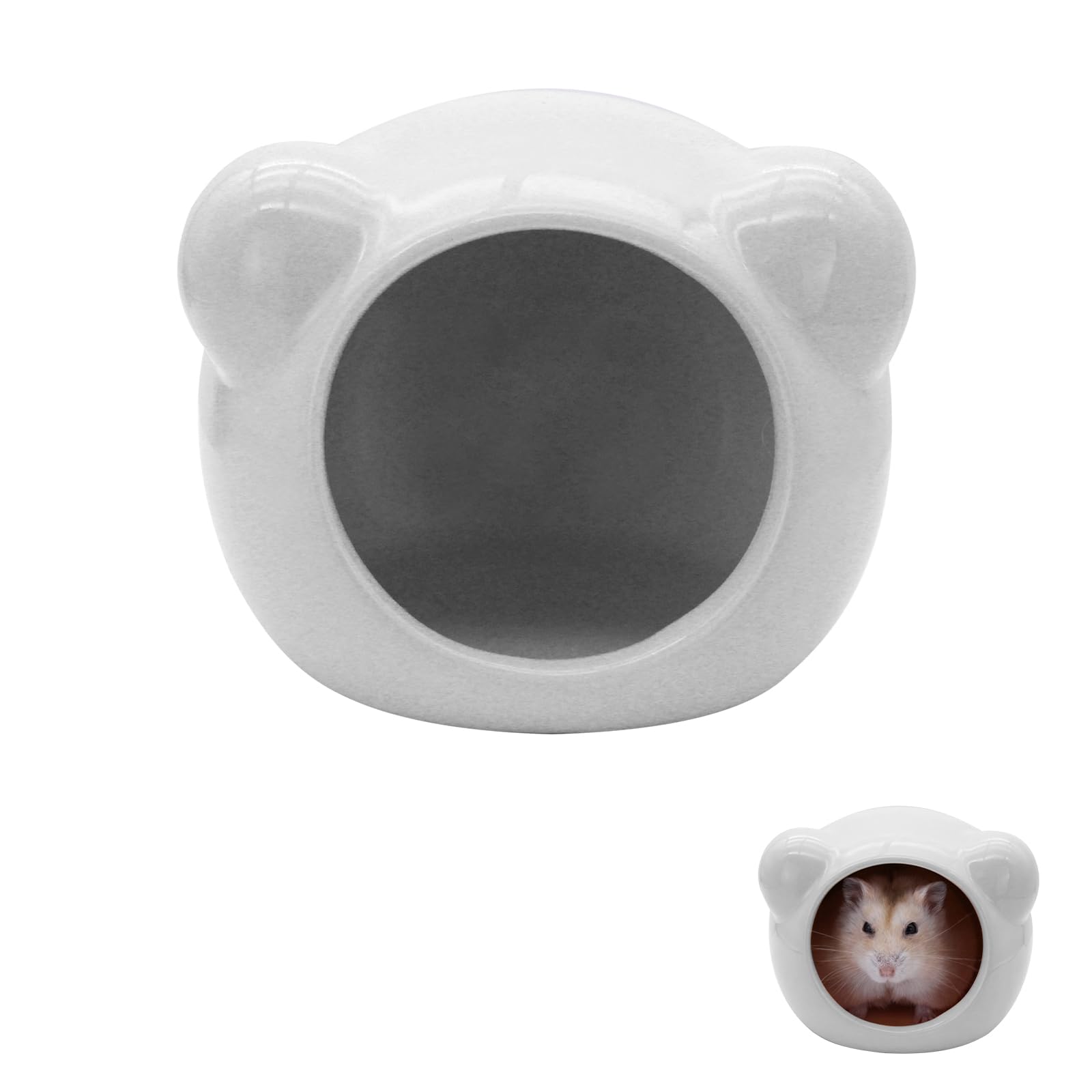 LuckyOpt Ceramic Hamster House, Cute Bear Shape Hamster Cave