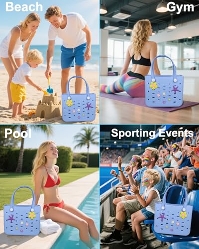Image of Uluck Beach Bag for Women | Waterproof Rubber Tote Bag with Zipper Pocket for Beach, Pool, Travel, Groceries, Sports