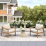 Christopher Knight Home Set of 2 Leland Patio Furniture Acacia Wood Club Chairs,...