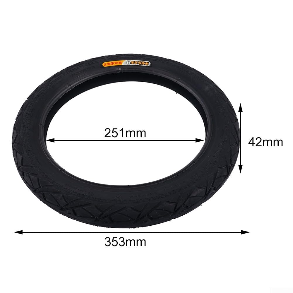 YUANGANG Pneu Extérieur 14 X 1,95 (52-254) – Pneu Vélo Solide, Durable Et Antidérapant, Compatible Avec Vélos électriques Et Classiques, Noir, 520 G