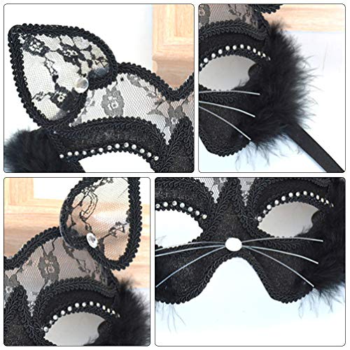 EXCEART 1Pcs Mulheres Máscara Extravagante Preta Sexy Máscara Veneziana Máscara de Olho de Gato para