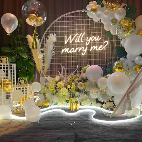 Image of Will You Marry Me Neon Sign for Wedding Proposal Decorations 16.5 x 8.3 in