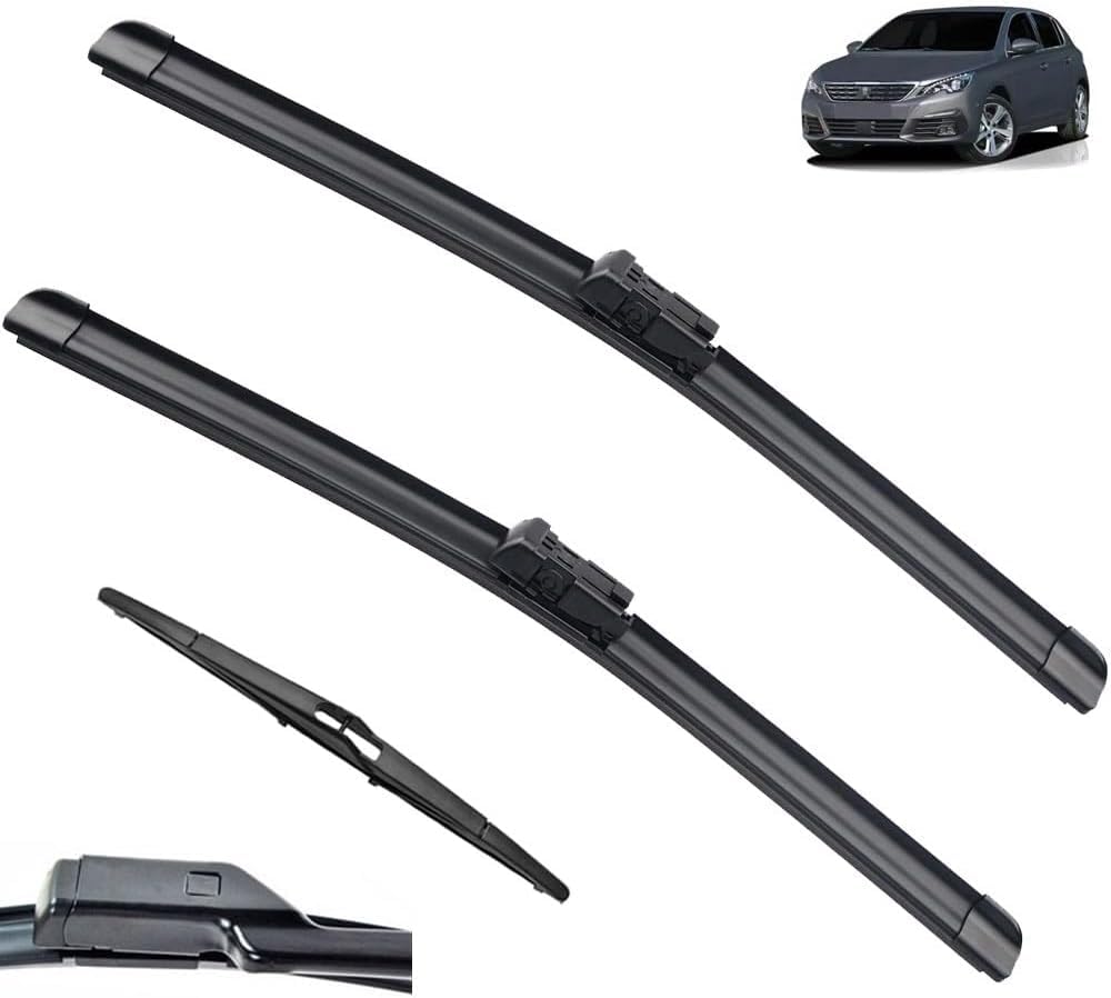 YIXINYI 3 Pcs Front + Rear Windscreen Wiper Blades for Peugeot 308 T9 Hatchback 2014-2020 24"+18"+9", Windshield Wipers Exact Match Replacement Consistent All Climate Efficiency