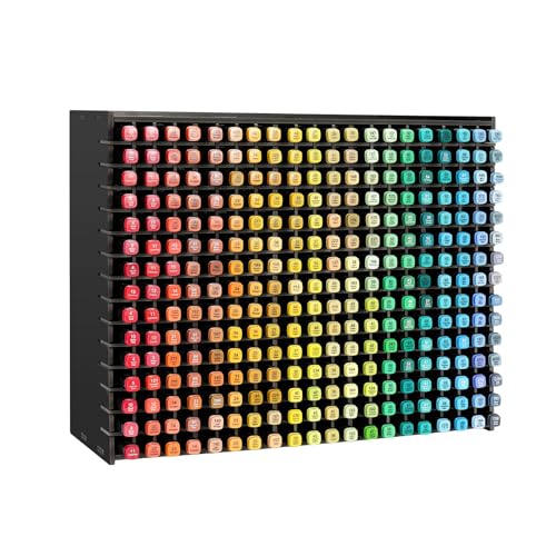 Image of SANFURNEY Art Marker Storage Rack for 300 Markers, Watercolour Brushes Pens Color Pencils Organizer Holder for Desk - Black