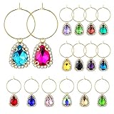 Gnollko 16pcs Gem Wine Glass Charms,Wine Charms for Stem Glasses,Wine Glass Markers Tags,Wine Tastin