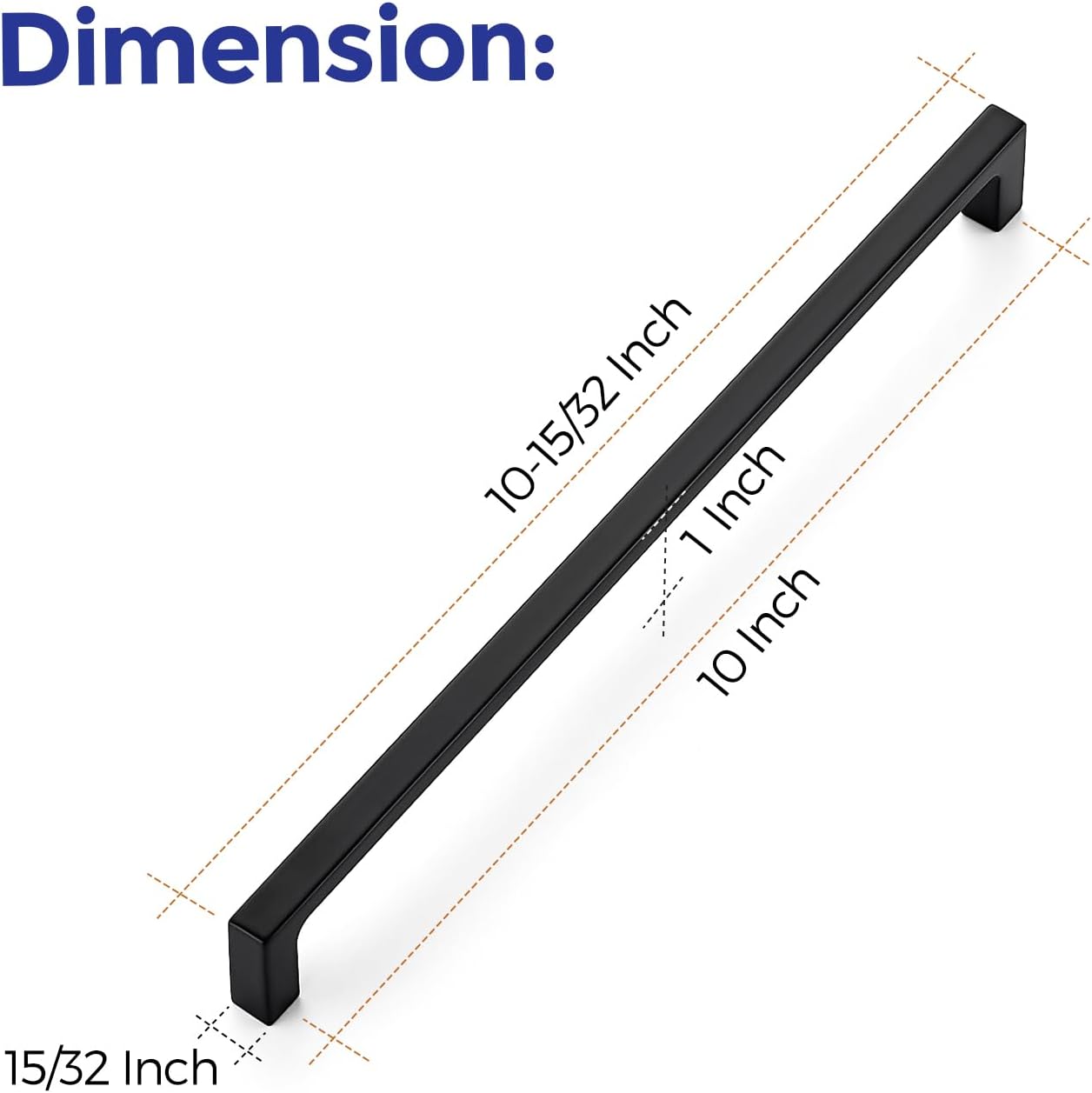 Ravinte Matte Black Square & Solid Cabinet Handles,10 Inch,1 Pack image 3
