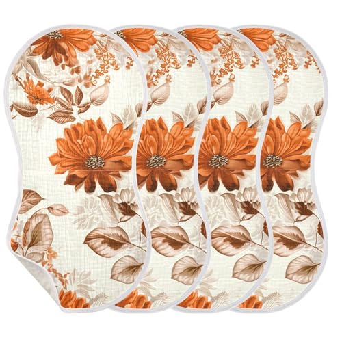 2 Pack Baby Burp Cloths, Soft Absorbent Burping Cloths for Babies, Cotton Milk Spit Up Rags, Large Size for Newborns, Baby Boys and Girls (Autumn Blush Floral Pattern)3