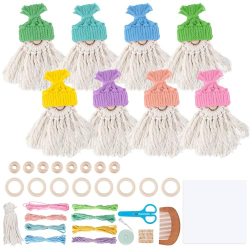 Aitsite Osterdekoration Makrame Set, 8 Set Osterzwerg Bastelset Ostern, 8 Farben Bastelset Wichtel Makramee Set Anfänger, Osterschmuck Selber Machen