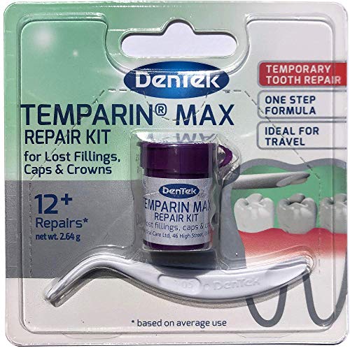 DenTek Temparin Max - Kit de reparación para rellenos perdidos, tapas y coronas más de 12 reparaciones