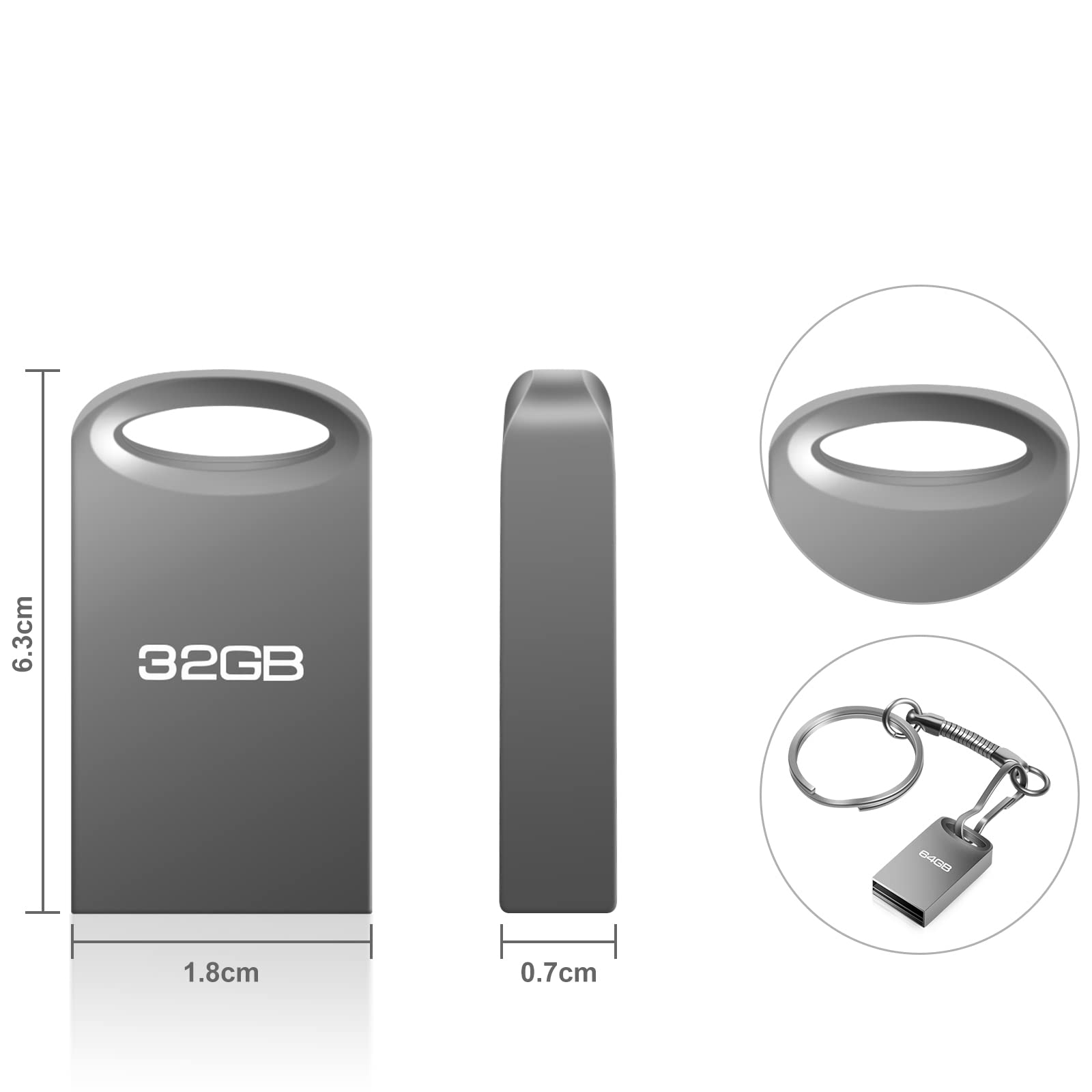 Chiavetta USB da 64GB Quadrata Mini per Laptop, PC, Auto e Altro