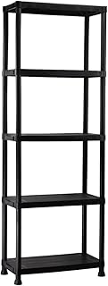 THINIA HOME - Estantería Almacenaje, Polipropileno PP, Multiusos, Hogar, Trastero, Domitorio y Cocina, 5 Baldas, Carga Máxima 125Kg, 60x30.5x172cm (Largo x Ancho x Alto), Color Negro