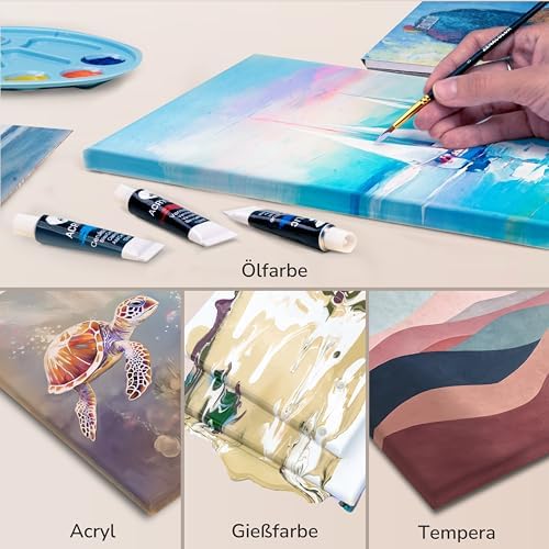 Bild 4 - Zenacolor Leinwand Zum Bemalen 40x60 - Set aus 2 Canvas - Geeignet für alle Arten von Farben auf Leinwänden