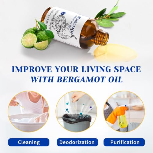 Image of HIQILI Bergamot Essential Oil for Skin, Diffuser & Hair | Creates Soothing and Calming Atmosphere for Home and Office, Calms Your Mind, and Works for Skin, DIY -30mL / 1.01 fl oz