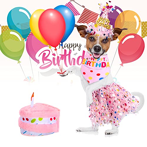 Set para Perro Cumpleaños con Sombrero y Falda Rosa Medium miniatura 5