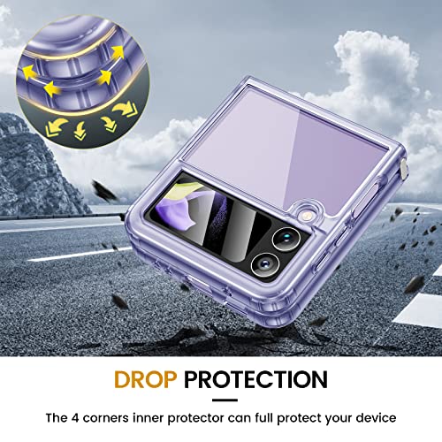 Vego For Galaxy Z Flip 4 Case, Samsung Z Flip 4 Case Clear Premium Spray Paint Bumper Reinforced Corner Anti-Scratch Shockproof Cover Case For Samsung Galaxy Z Flip 4 5G 2022 Released - Clear Purple #TOP5