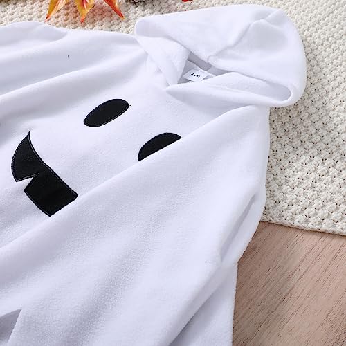 Dazzerake Halloween-Kostüm für Babys, Jungen, Mädchen, Halloween-Kostüm, Kleinkinder, Unisex, 3–24 Monate, 2-teiliges Set, Cosplay, Geisterumhang + Hose (weiß, 9-12 Monate)