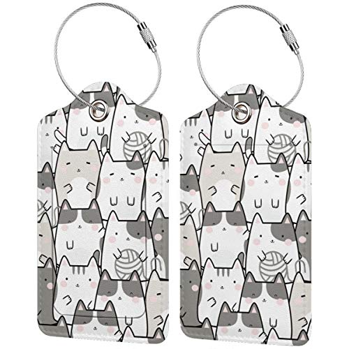Kawaii Ensemble d'étiquette de luxe en cuir avec motif chats mignons Cover