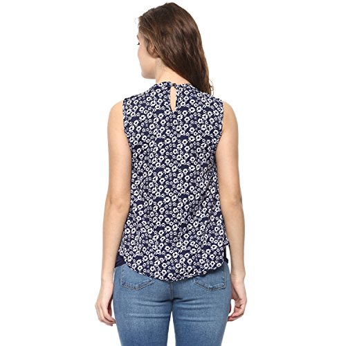 Image of mayra Women's Crepe Blue Color Sleeveless Top