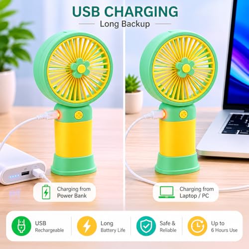 Image of VATSAL ENTEPRISE Portable Rechargeable Mini Handheld Fan Personal Cooling Fan with 3 Speed Modes Silent Operation Pocket Fan for Travel Office Makeup Kitchen & Outdoor Use [1 2 3 4 5]