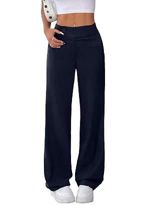 EVALESS Womens Elastic High Waist Straight Leg Pants Business Casual Work Pants Fall 2025 Button Down Zip Up