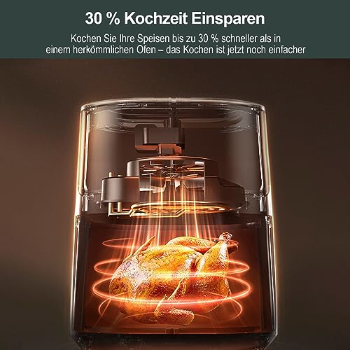 CLIPOP Grote digitale heteluchtfriteuse thuisgebruik energiebesparend zichtbaar kookvenster Airfryer met 8 functies inc Air Fryer, bakken en braden, digitaal touchscreen Air Fryers oven, olievrije - Afbeelding 6