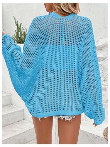 Image of Verdusa Women's Oversized Summer Cardigan Lightweight Sweater Crochet Knit Beach Cover Up Spring Vacation Outfits