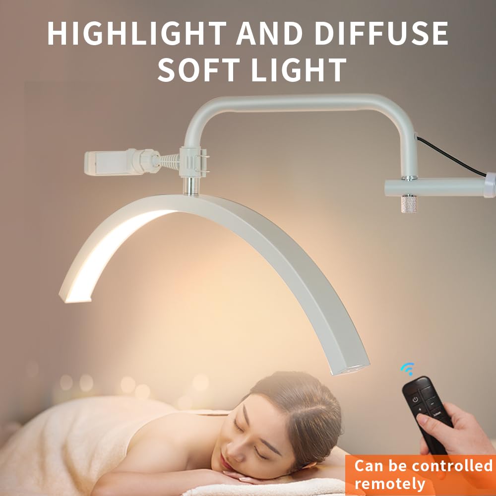 Andoer 36W Luce Video LED da Pavimento Mezzaluna 3200K-5600K Dimmerabile con Supporto per Telefono e Telecomando per Salone di Bellezza e Trucco Streaming Live