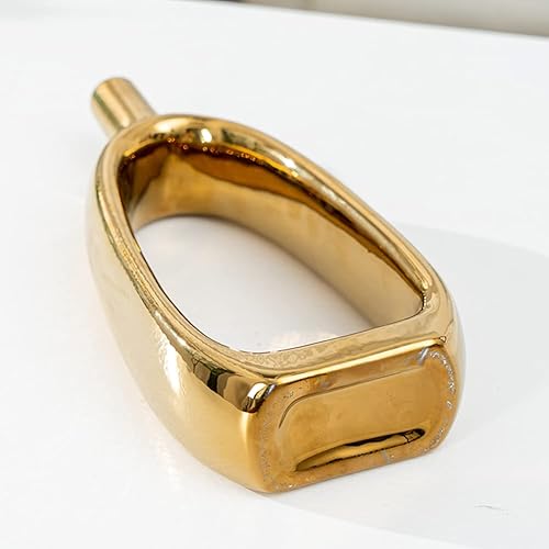 Miniatura 4 de Jarrón de cerámica dorado juego de 2 modernos jarrones de porcelana para decoración del hogar, florero de flor, decoración de estatua esmerilada