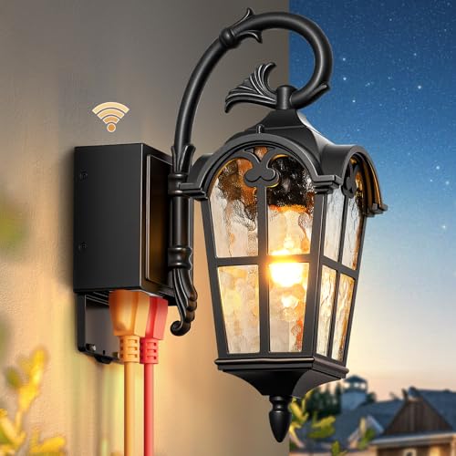 OPAXIS Outdoor Porch Light with Outlet, Dusk to Dawn...