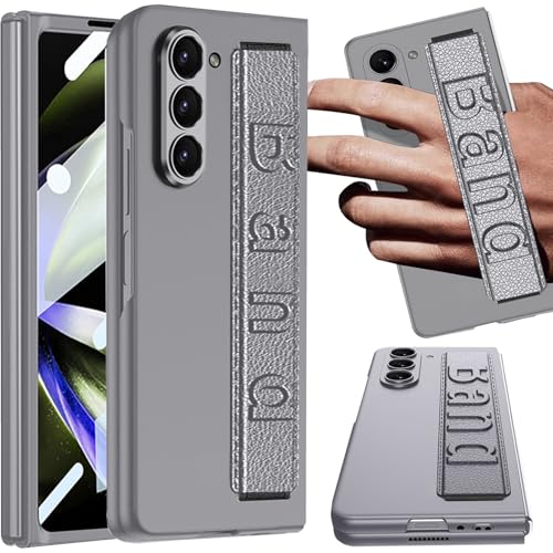 Coque Galaxy Z Fold 7 avec protection d'écran intégrée et dragonne en tissu - NINKI Gris