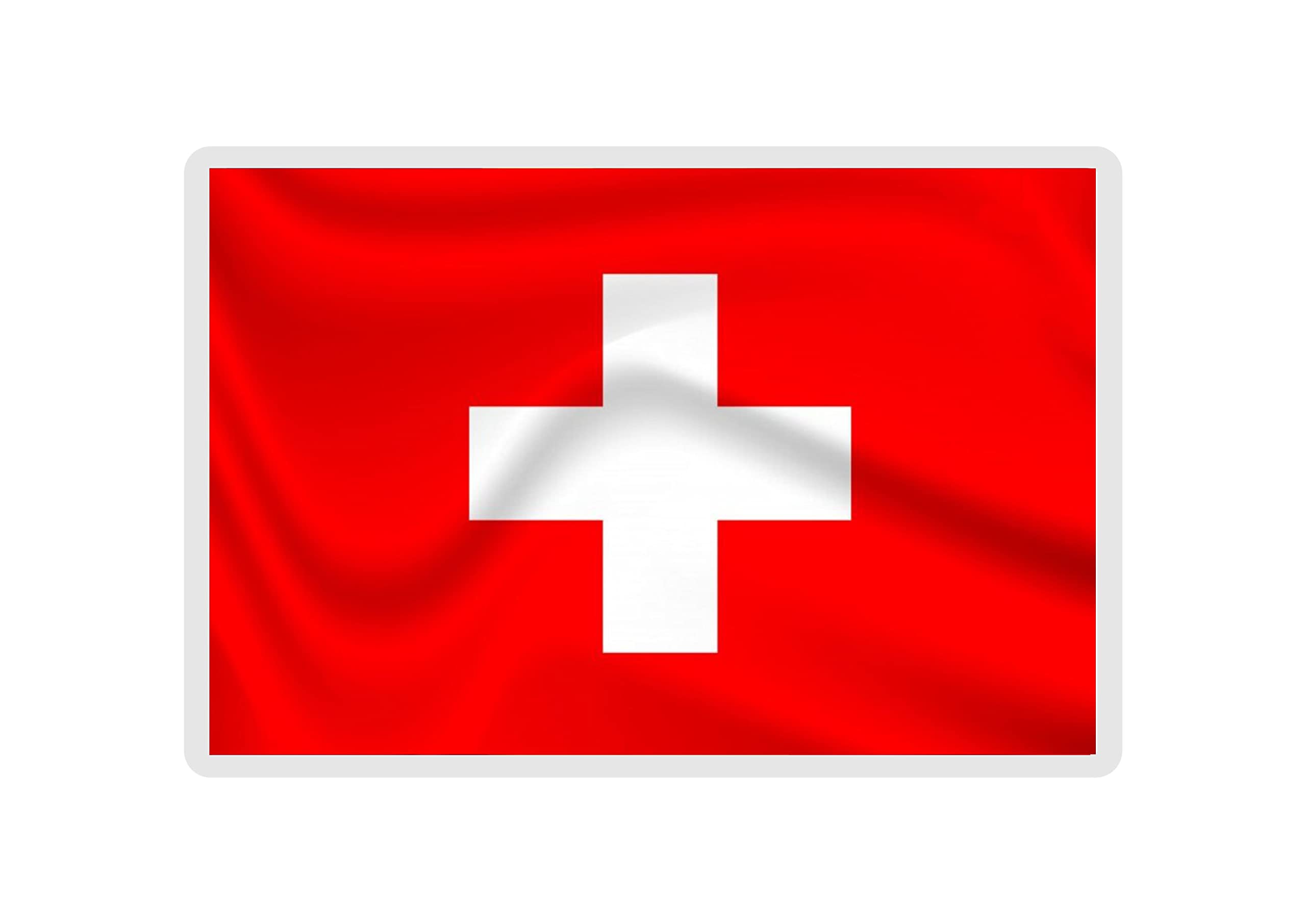 Decalarama White Switzerland Flag Fridge Magnet Gift - Cute Swiss Novelty Birthday Present