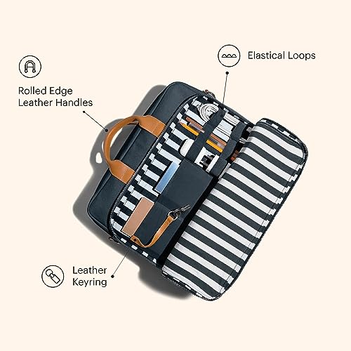 Image of DailyObjects 100% Cotton Canvas Commute Laptop Messenger Bag for Men & Women | Travel Shoulder Handbag With Trolley Sleeve | Metal Zip Closure | Leather Handles | Padded Laptop Compartment For 14 inch