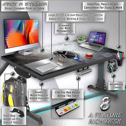 Image of Xtreme PRO Direct Theme Printed Computer Desk for Gaming, Work & Study. Large for PC, Dual Monitors, iMac, and Laptops. Metal & Engineered Wood. Black Stand Desk. 4 Feet-XPB4 (XPB425-CT-116)