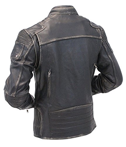 Cafe Racer Jacket Mens Distressed Black Rider Vintage Motorcycle Biker Genuine Leather Jacket2