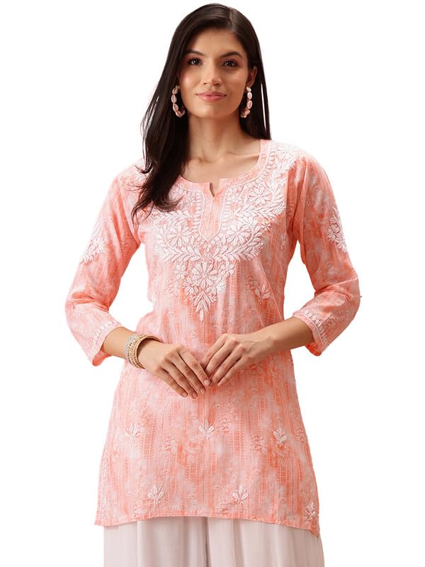 Image of Ada Hand Embroidered Lucknowi Chikankari Cotton Top for Women A911411