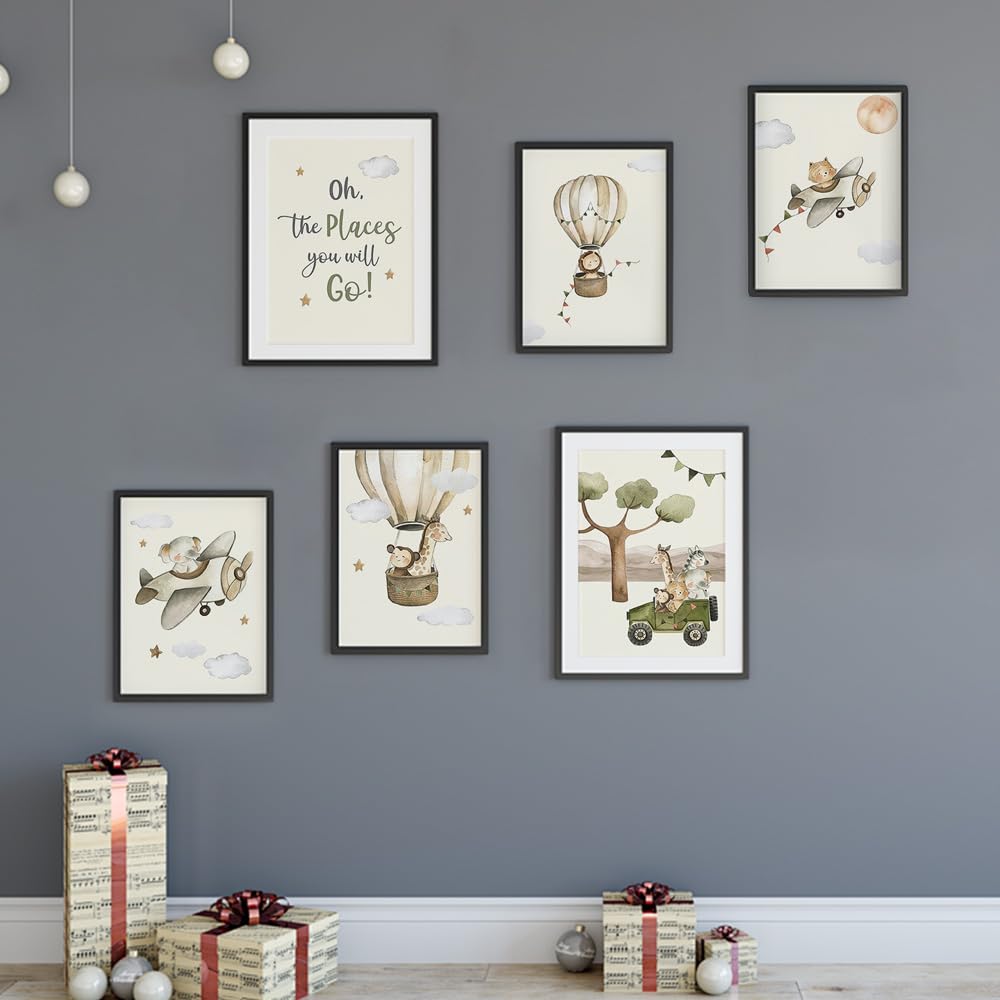 YunBey Lot de 6 Affiches Chambre D'enfant Animaux de la Forêt Poster Enfant Decoration Murale Chambre Bébé pour Garçon et Fille (Sans Cadre)