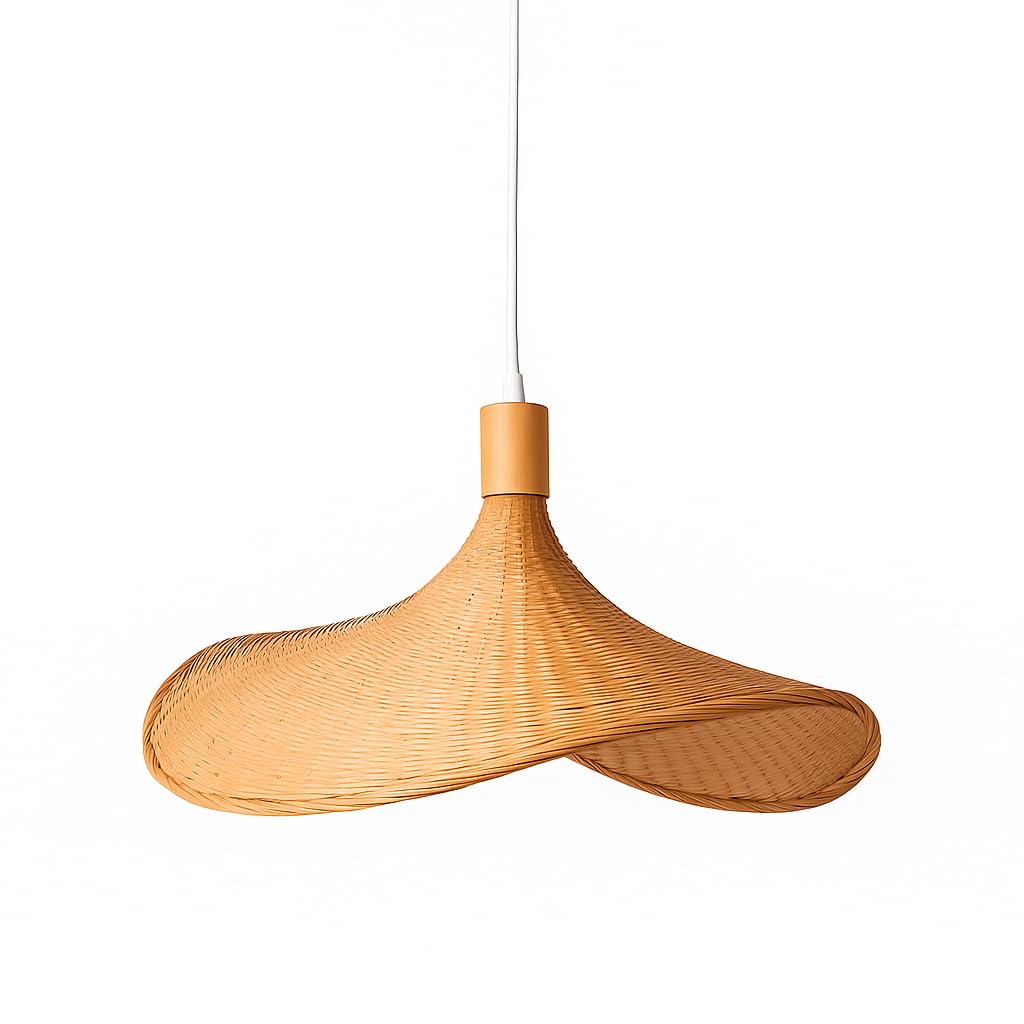 B·LED BARCELONA LED Lámpara de Mimbre Colgante Bellas – Diseño Artesanal Estilo Sombrero | Lámpara de Techo Decorativa Natural para Comedor, Salón o Local | Compatible con Bombilla E27 (No Incluida)