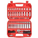 SEKETMAN 76-Piece 1/4' Drive Socket Set,1/4-Inch Drive Master Socket Set with Ratchets,Extensions with 1/4' Drive Bits Set,Universal Joint (5/32-Inch- 9/16-Inch, 4mm-15mm)