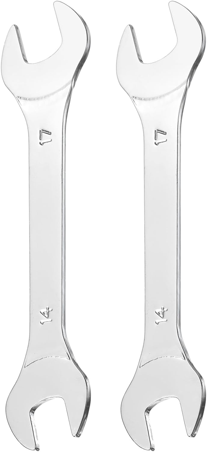 HARFINGTON 2pcs Super Thin Open End Wrenches Metric, 14mm x 17mm, Slim Chrome-Vanadium Steel Wrench Tool for Tight Spaces Repair
