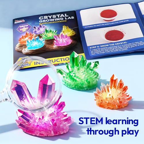 Klever Kits Crystal Growing Lab- 7 Color Crystal Growing Kit with Light-Up Base, Educational Toys Birthday Gift for Boys and Girls, Science Kits for Kids Ages 8-12 by Jova - Image 6