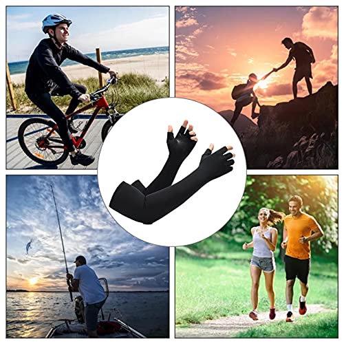 Manga do resfriamento - Luvas Longas - 1 par Mangas Braço Homens Mulheres Luvas Sol Protecção Solar