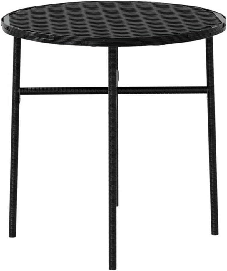 BOWERY HILL 3-Piece Poly Rattan Patio Dining Set, Powder-Coated Steel Frame, Black Finish, Compact Outdoor Garden Furniture, Space-Saving Stackable Chairs, Seats 2 for Balcony or Terrace Dining