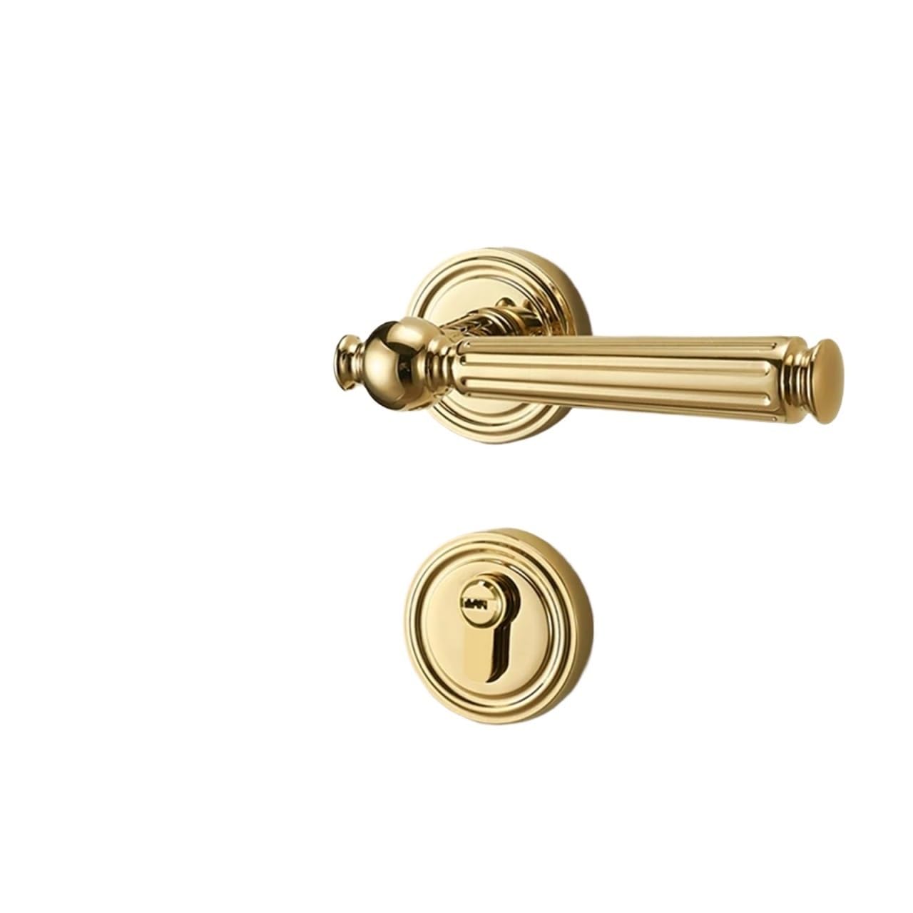 Sxolcoufoh Bright Gold Bedroom Wooden Door Split Handle Lock 1Pcs(Bright Gold)