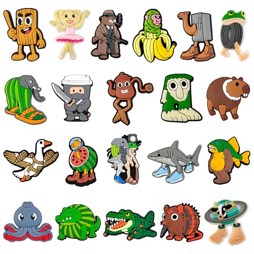 Fancico Italian Brainrot Encantos de zapato 21pcs para niños, decoración de zapatos de dibujos animados de mujeres para zapatos pulsera pulsera clog sandalias regalos de cumpleaños